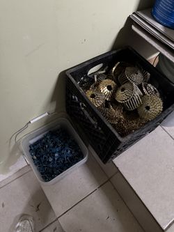 Blue nails and other nails roofing most likely