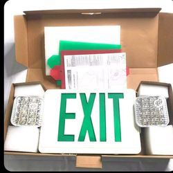 LED RED/GREEN EXIT SIGN COMBO WITH BATTERY BACKUP - BRAND NEW 