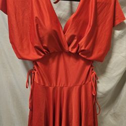 Red Mini-dress  W/ Padded Bra Flounce Bottom 