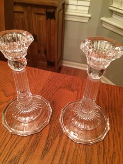 Two 5.5 inch glass candle pillars!