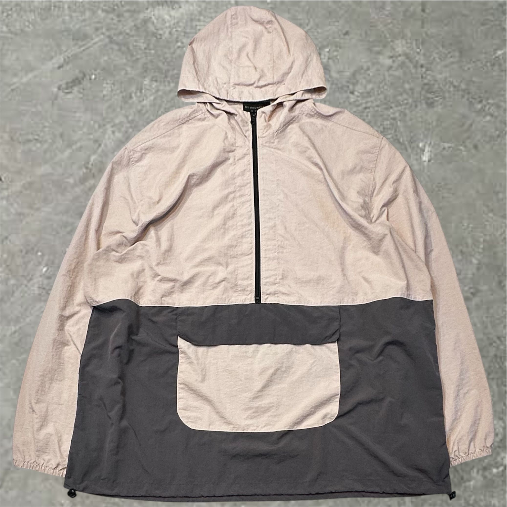 Men’s (Pink/Grey) No Boundaries Anorak Light Weight Quarter Zip Hooded Windbreaker