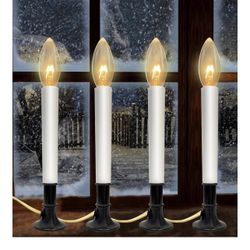 4 Pack Christmas Electric Window Candle Lamps with Nickel Candle Lamp- 4PK