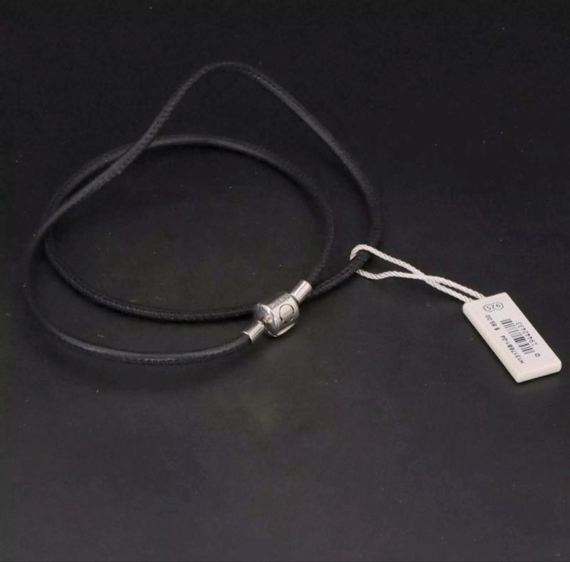 Black Leather Wrap Bracelet 925