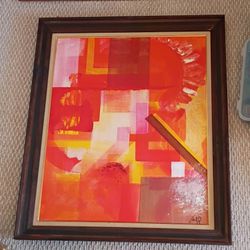 Molly Schiff Original Abstract Painting in Wood Frame