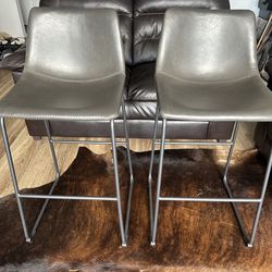 Grey Leaher Stools