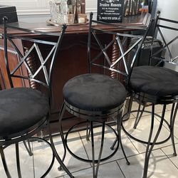 3- Metal Black Swivel Bar Stools