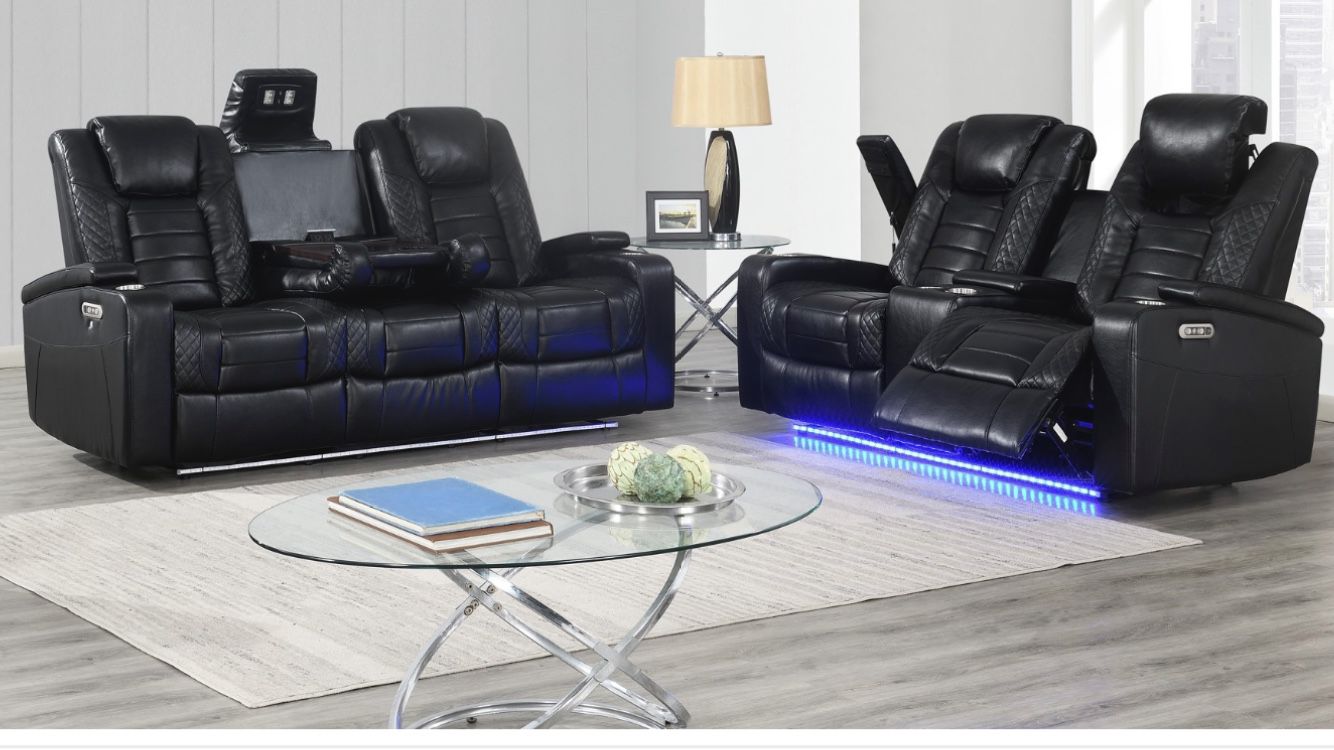 Transformer Black Reclinable Sofa And Loveseat 