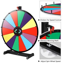 24" Tabletop Editable Dry Erase Color Prize Wheel 14 Slot Fortune Spinning Game