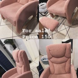 Pink rocking chair with ottoman – $150