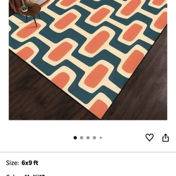 Open box area rug blue red 6x9