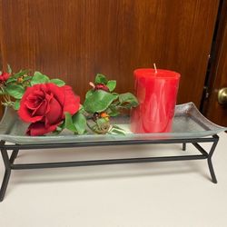 Home Interiors metal base and glass tray table Decor
