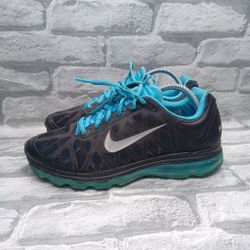 Mens Nike Air Max Size 9 Black  Metallic Silver Chlor Blue 