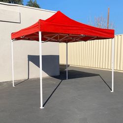 (NEW) $110 Outdoor 10x10 FT EZ PopUp Party Tent Patio Canopy Shelter w/ Carry Bag (Black/Red) 