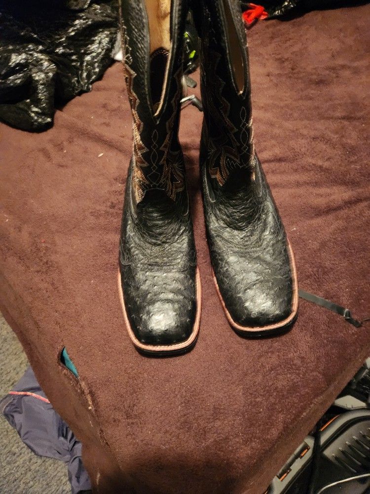 Noble Black Ostrich Boots. Worn One Time