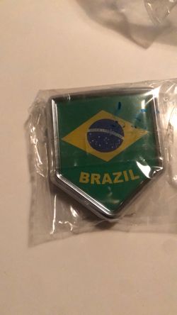 Brazil Flag Chrome Shield Emblem Decal