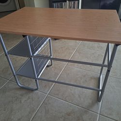Wood, Aluminum, Computer, Office, Desk, Table With Shelves