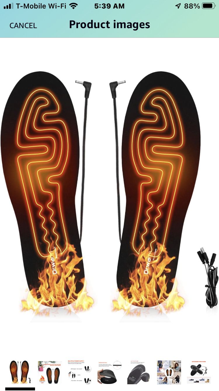 Dr.warm Heating Insoles USB Electric Power Thermal Soles for Men and Women Winter Hunting Boots Shoes Sneaker Ice Fishing Hiking Camping