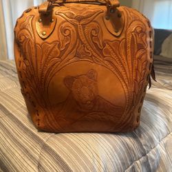 Vintage Leather Bowling Ball Bag 