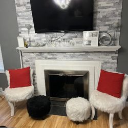 Beautiful white fur chairs & Stools