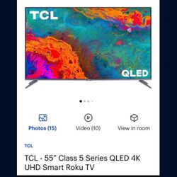 TCL 55” Class 5 Series QLED 4k UHD Smart Roku TV