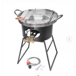 Barton 80,000 BTU Propane Burner Camping Stove and Stand with 23 in. Discada Disc Concave Comal Cooker