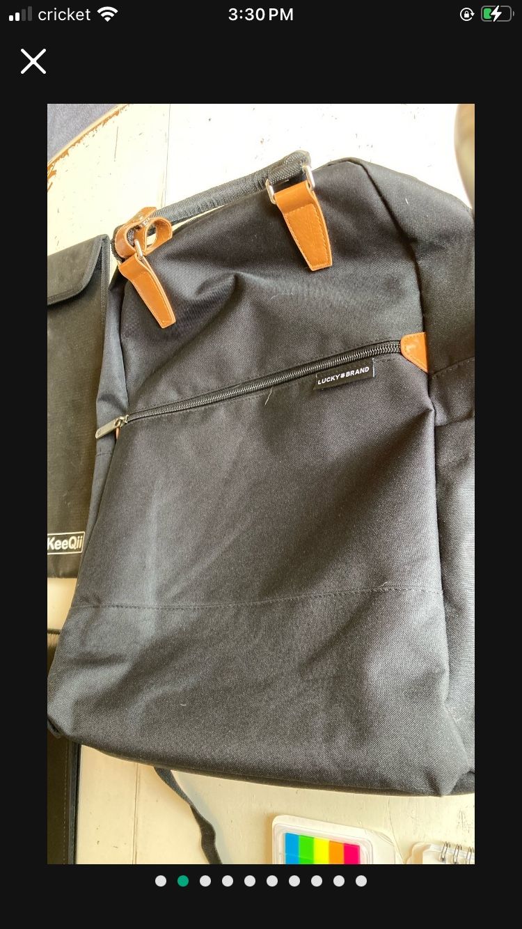 Lucky Brand Laptop Backpack Like New, Professional Leather Notepad, Waterproof And Fireproof Document Case