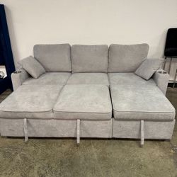 NEW ☁️ Convertible Couch Bed Sectional Sleeper Sofa w/ Chaise Storage – FREE Delivery + Financing
