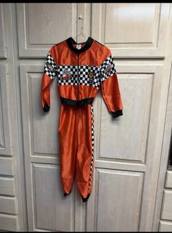 Kids NEW Racing Suit Costume Costume Racer Jumpsuit Car Racing Large Kids Orange