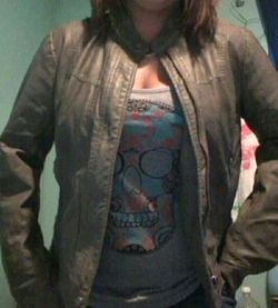 Womens size L grey pleather jacket $15