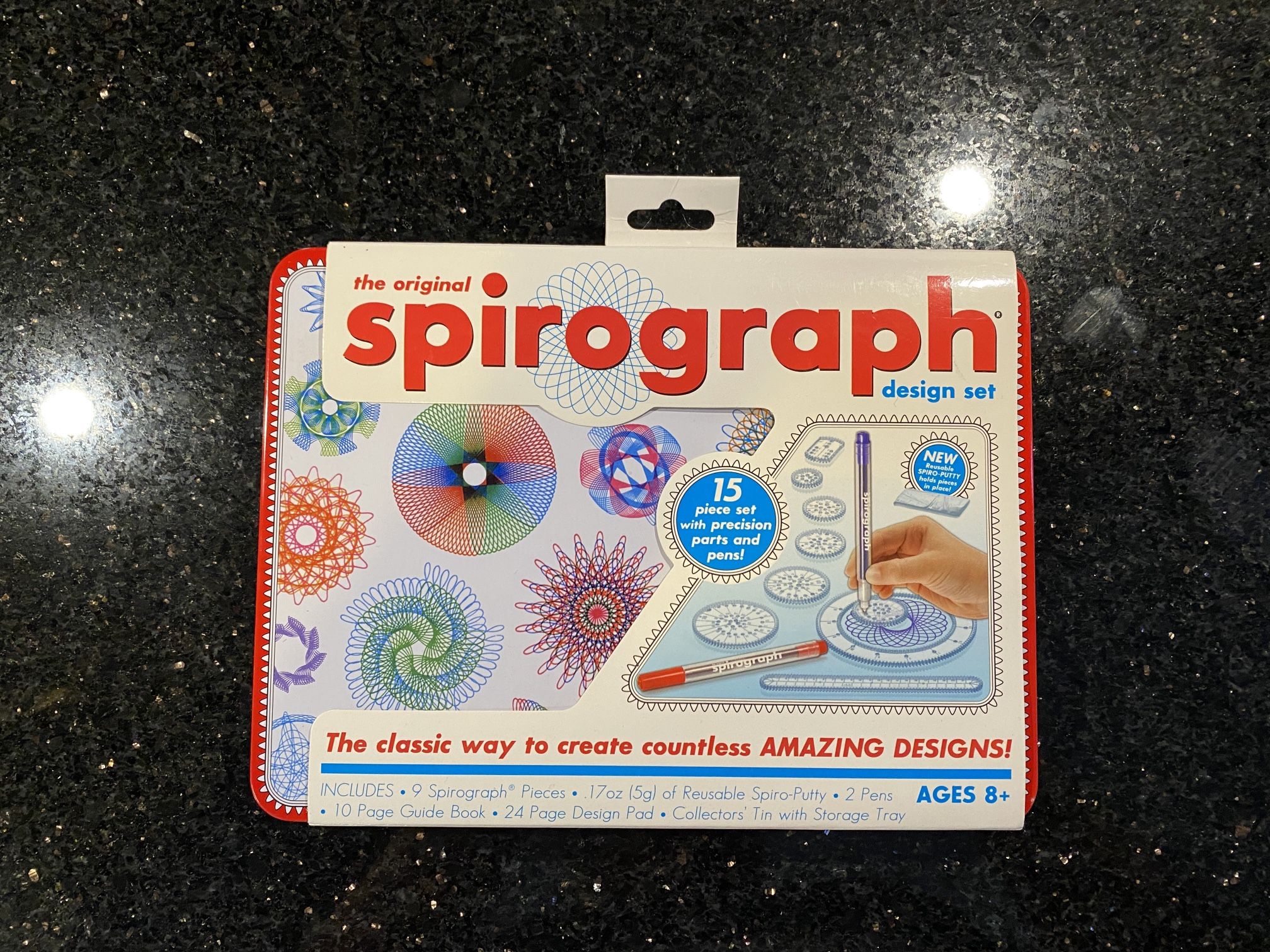Original Spirograph Design Tin Box 15 Piece Set Arts and Crafts Drawing Kit