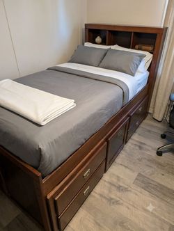 Twin bed with storage and dresser
