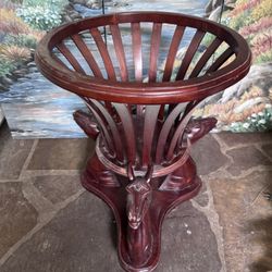 🪵 Unique Carved Wood Accent Table w/ Horse Base – Vintage Style