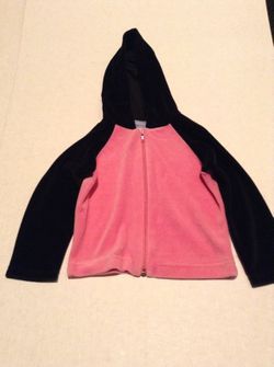 Zone Girls Hooded Pink & Black Velore Jacket
