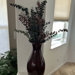 Wooden Decorative Base With Eucalyptus Arrangement