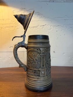 Vintage German Beer Stein with Pewter Lid