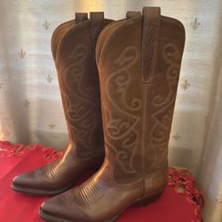 Nine West “Evie” Suede/Leather Brown Cowboy Boots