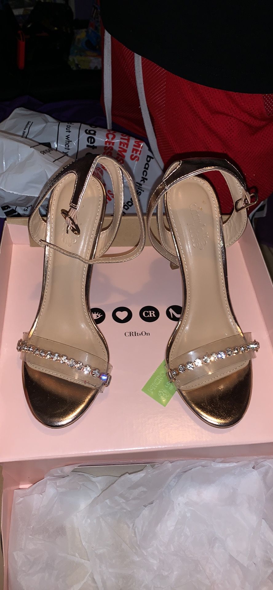 Rose Gold Clear Diamond Band Heels 