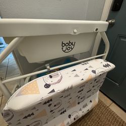 Infans Baby Changing Table w/Bathtub, Folding & Portable Diaper Station w/Wheels 
