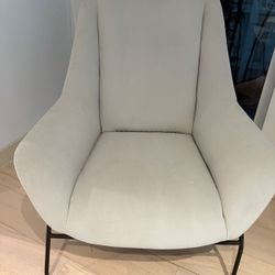 Modern Accent Chair – Beige Suede Look with Black Metal Legs