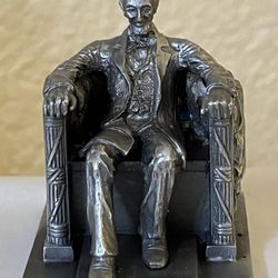 Pewter Abraham Lincoln Miniature Statue By Bates And Kline