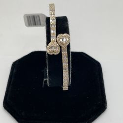 HEART BANGLE 10KT YELLOW GOLD, 2.30ctw NATURAL DIAMOND, 12.8 GRAMS