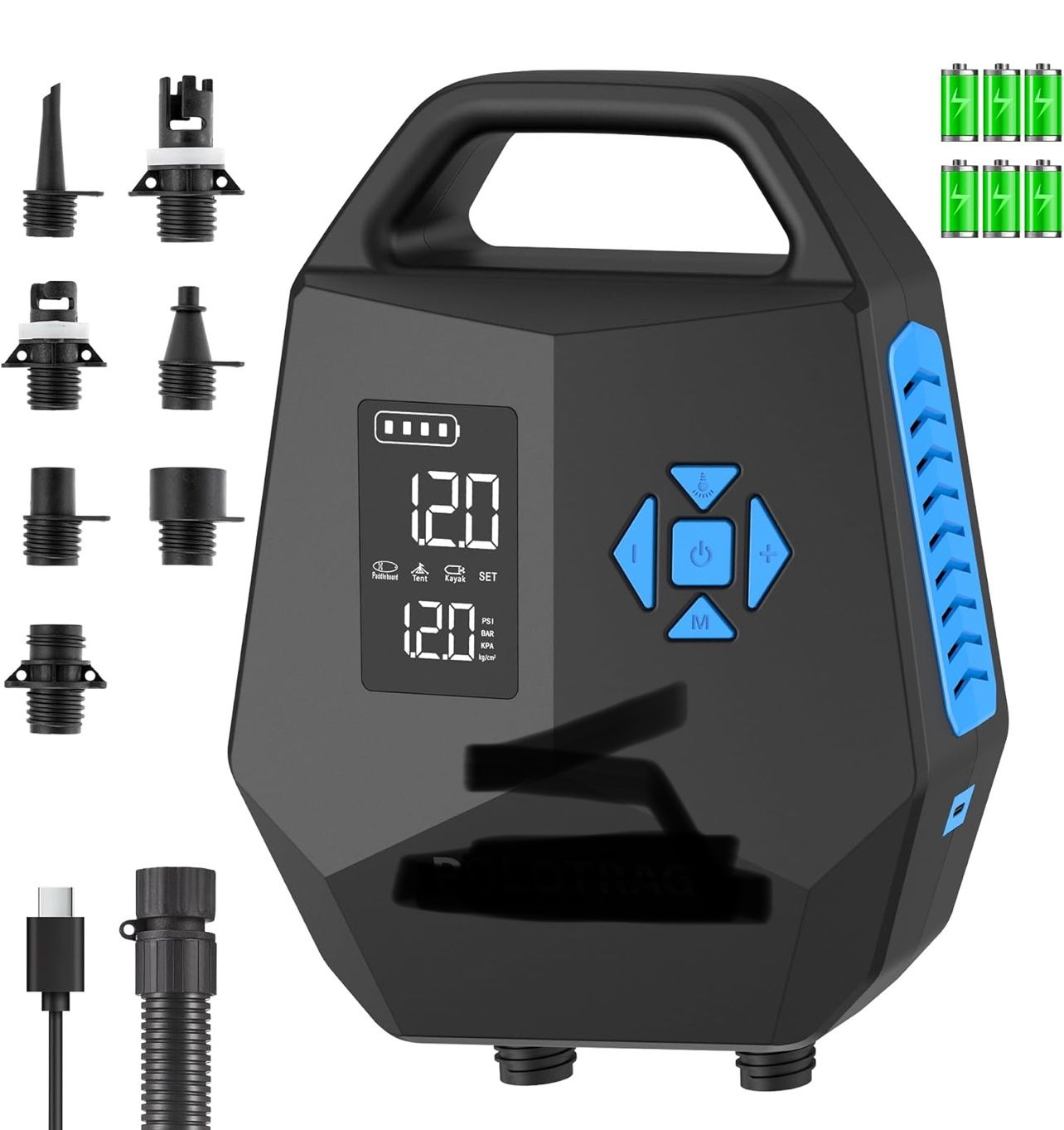Paddle Board Pump, Rechargeable SUP Pump Electric, 20PSI Portable Paddleboard Pump with Inflation & Deflation, Auto-Off, Air Pump for Inflatables, Kay
