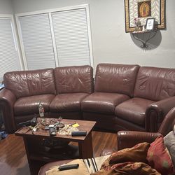 Two pieces leather sofa