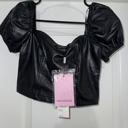 Brand New Nordstrom Black Leather Top