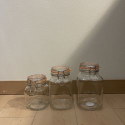 Kilner Square Clip Jars Set of 3 ( 34oz, 51oz, 68oz)