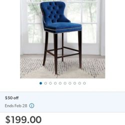 Blue Velvet Bar High Chair