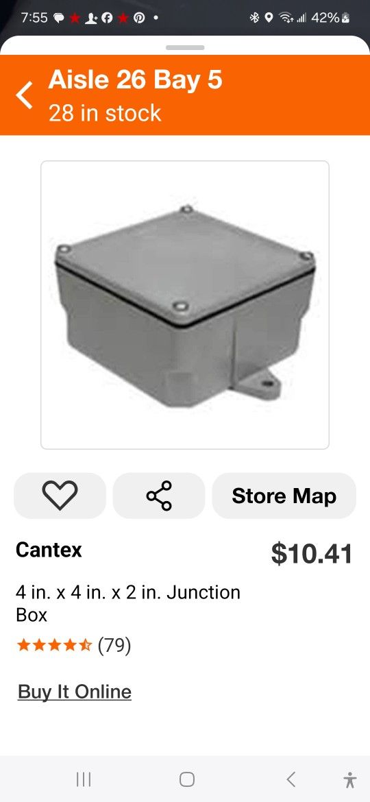Cantex 4x4x2 Junction Box