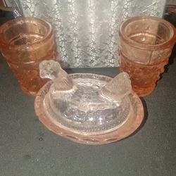 Pink Crystal Glass Set