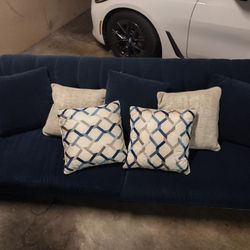 Luxury Large Blue Couch W/ Nailhead Trim