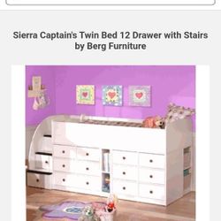 Kids Twin Bed With Drawers and Stairs